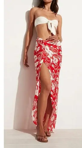 Faithfull the Brand Lulu Maxi Skirt Camara Floral Print Red, size 6