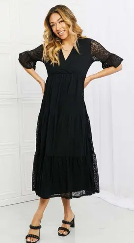Black Tiered Maxi Sundress with Bell Sleeves Size 1X