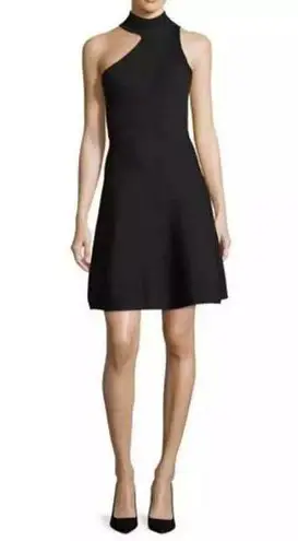 Cushnie et Ochs Black Ribbed Knit One Shoulder Sleeveless Mini Dress Size Medium