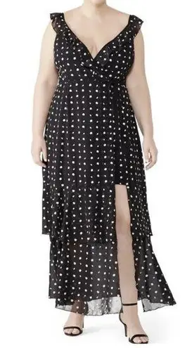 Hutch Georgia Black Embroidered Floral Dot Wrap Maxi Dress Size 0X