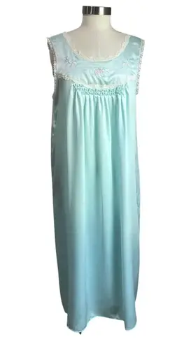 80s Vintage Light Blue Barbizon Danity Elegant Night Gown Sz M Pink Size M