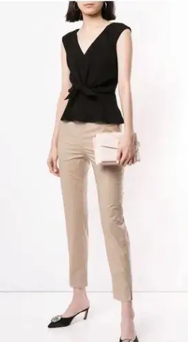 PAULE KA Paris Beige Cigarette High Waist Pants Sz 34 NWT Tan