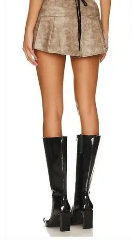 Zemeta Attic Box Tie Micro Skirt in Taupe Tan Size XS