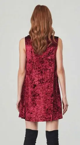 BB Dakota Meyer Wine Sleeveless Shift Crushed Velvet Dress Size XS