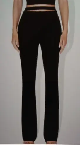 Khy Sleek Stretch Cutout Foldover Stretch Pants Flare Womens Medium Black