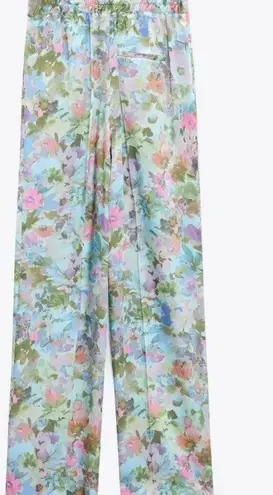 ZARA  Floral Printed Satin Trousers NWT