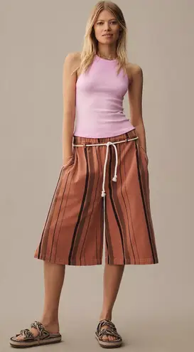 New Pilcro by Anthropologie Cropped wide Leg jean Shorts Size Xs Pink