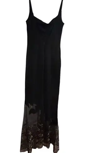 Nicole Bakti for Cache Vintage Black Lace Maxi Dress Women's Size S Formal Long