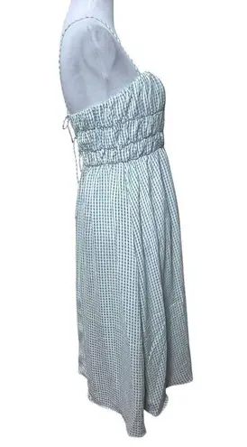 Love, Bonito Smocked Midi Dress Green Gingham Women’s M Back Tie Size M