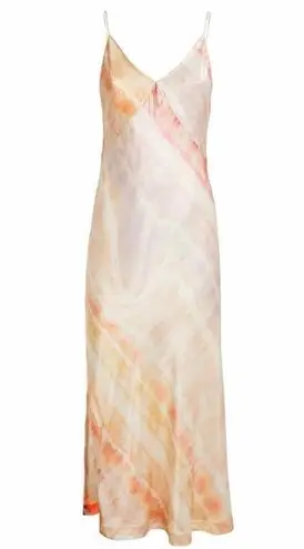 All Saints Melody Marea Silk Blend Rainbow Pink Midi Dress Size US 8