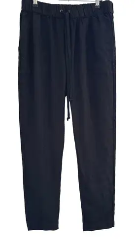 Enza Costa French Linen Pants Womens 2 Medium Black Drawstring Elastic Waist