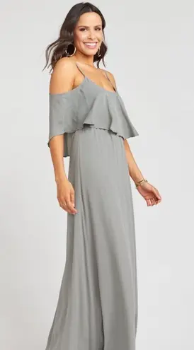 Caitlin Ruffle Maxi Dress XL Gray $119 (44% Off Retail) New With