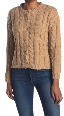 Cotton Emporium NWT Cable Knit Button Front Button coffee brown Cardigan