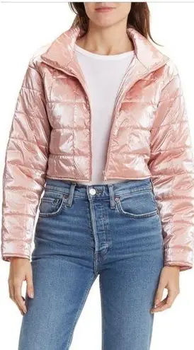 Elodie cropped quilted puffer jacket shimmering dusty rose size M NWT