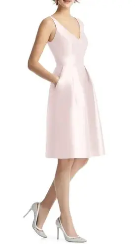 Alfred Sung New With Tags Pink V-Neck A-Line Dress size 2 with pockets