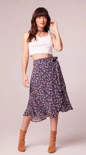Purple Ruffled Wrap Midi Skirt for Cocktail Size M