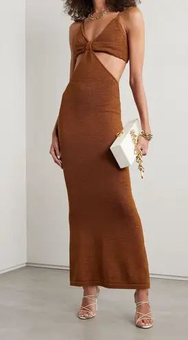 Cult Gaia NWT Serita cutout knit cotton-blend maxi dress in Amber size L large