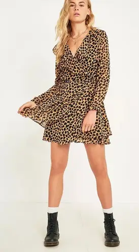 Free People  Frenchie Leopard Print Wrap Mini Dress size Small - Image 1