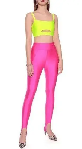 NWT Aggi by Halewski Gia Plastic Pink Pants Leggings Stretchy Neon Sz Medium 38