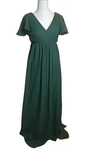 Birdy Grey Hannah Emerald Green Empire Dress Size XS Bridesmaid Event Pockets