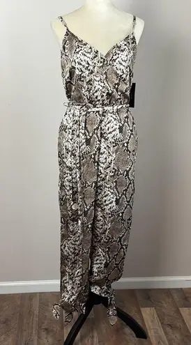 Lulus Jasper Beige Snake Print Surplice Jumpsuit Size M Brown Size M