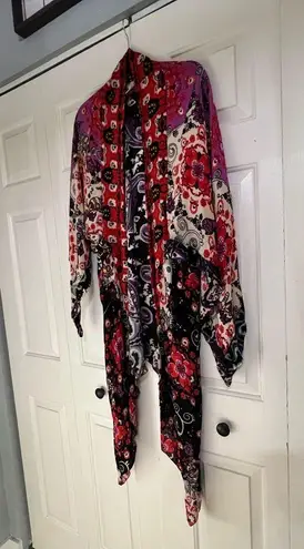 Free People  Boho Floral Paisley Multicolor Open Back Wing Sleeve Kimono OSFA - Image 3