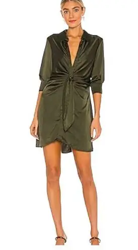 Steve Madden Tie Curious Long Sleeve Tie-Front Satin Shirt Dress Green  Small NEW - $35 New With Tags - From Joelle