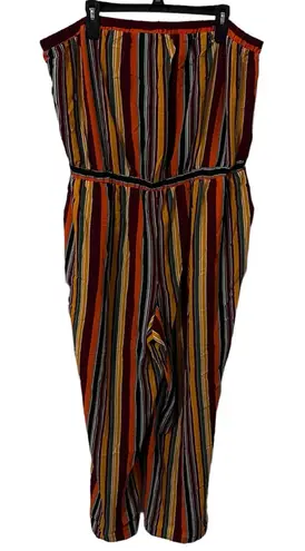 Toxik 3 Women's Size 3X Stripe Wide Leg Romper Jumpsuit Jumper Pants Pockets Orange