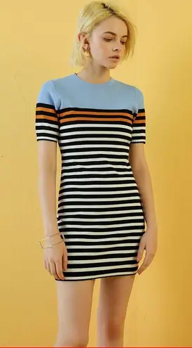 Alexander Wang T by striped engineer short sleeve knit dress size XS extra small