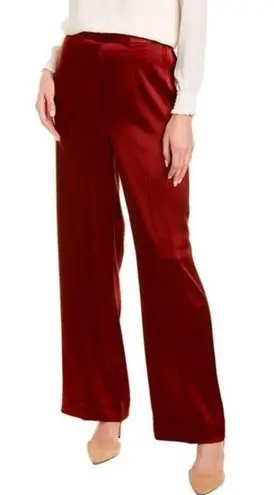 St. John ππ Liquid Satin Pant Elastic Back Pull-On Wide-Leg Oxblood Red M NWOT