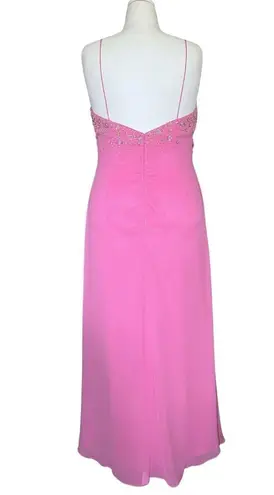 Vintage 90s Y2K Pink Whimsical Beaded Sequin Flower Prom Dress XL Fairycore Glam