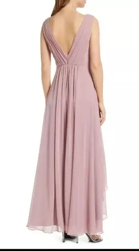 Eliza J Pleated Embellished High-Low Gown rose pink size 6 NWT