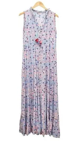 Poupette St. Barth Clara Maxi Dress Blue Bloom Floral Long Women’s Size Medium