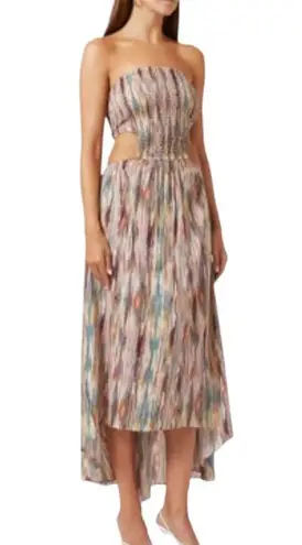 MISA Los Angeles MISA Myka Ikat Strapless Cutout Smocked Cotton Blend Dress Size S NWT