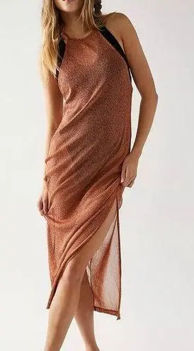 Free People  Intimately After Party Sheer Mesh Slip Dress Copper M