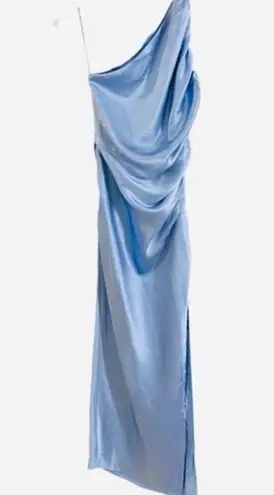 NWT The Sei X Revolve Silk Maxi Dress Long Gown One Shoulder Sky‎ Blue Size 0