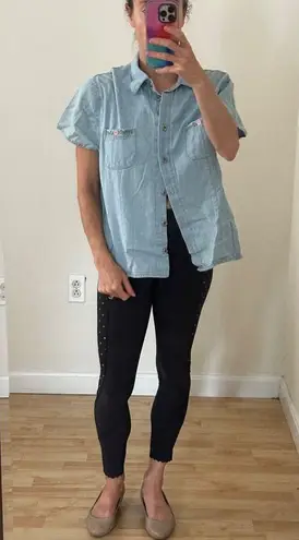 Sag Harbor Vintage Chambray Short Sleeve Button Up Shirt Sz Med