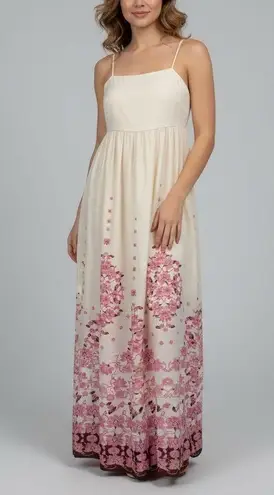 Commense Womens Maxi Dress Floral Sleeveless Casual Summer Cream Pink Size M Size M