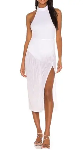 SONG OF STYLE Backless Bodycon Dress Women XS Attach Bodysuit Mesh Fairy Boho White
