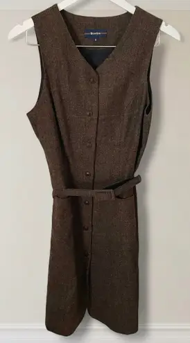 Vintage 90s Breeches Tweed Plaid Dress Brown Size 8