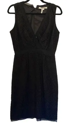 Max and Cleo black textured faux wrap dress 6