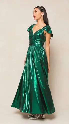 NWT IVY CITY CO HERA DRESS IN GREEN METALLIC Size XS