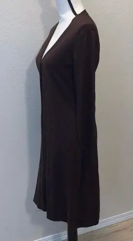 Alfani brown silk blend long sleeve knee length button down cardigan sweater