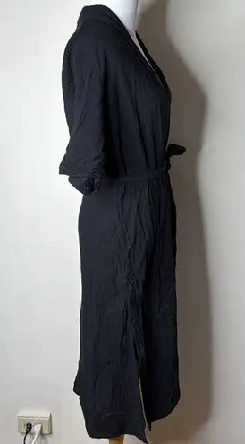 Velvet by Graham and Spencer Black Cotton Gauze Belted Dress