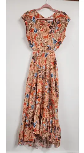 MISA Los Angeles Dana Mae Dress In Tangerine Flora Size L $428