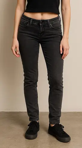 Abercrombie & Fitch  Grey Skinny Low Rise Size 0 Edgy Grunge Moto Stretch Y2k thumbnail 1