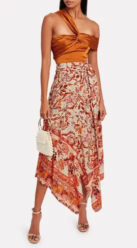 $498 NEW AMUR Nova Paisley Silk Wrap Maxi Skirt Size 4 Pink