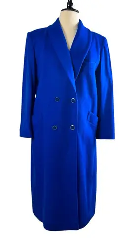 Alorna Vintage Winter Coat Long Wool Double Breasted Royal Blue Women’s Size 14