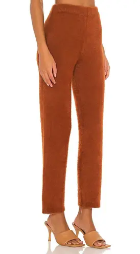 Camila Coelho Alondra fuzzy high-rise cropped pants in chocolate size S small