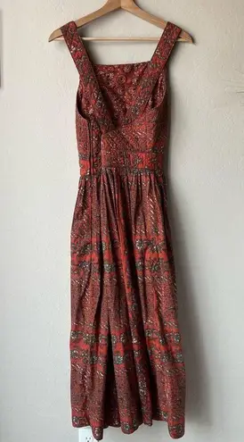 Ulla Johnson  Dress Kerani Criss Cross Printed Red Midi Dress Size 10